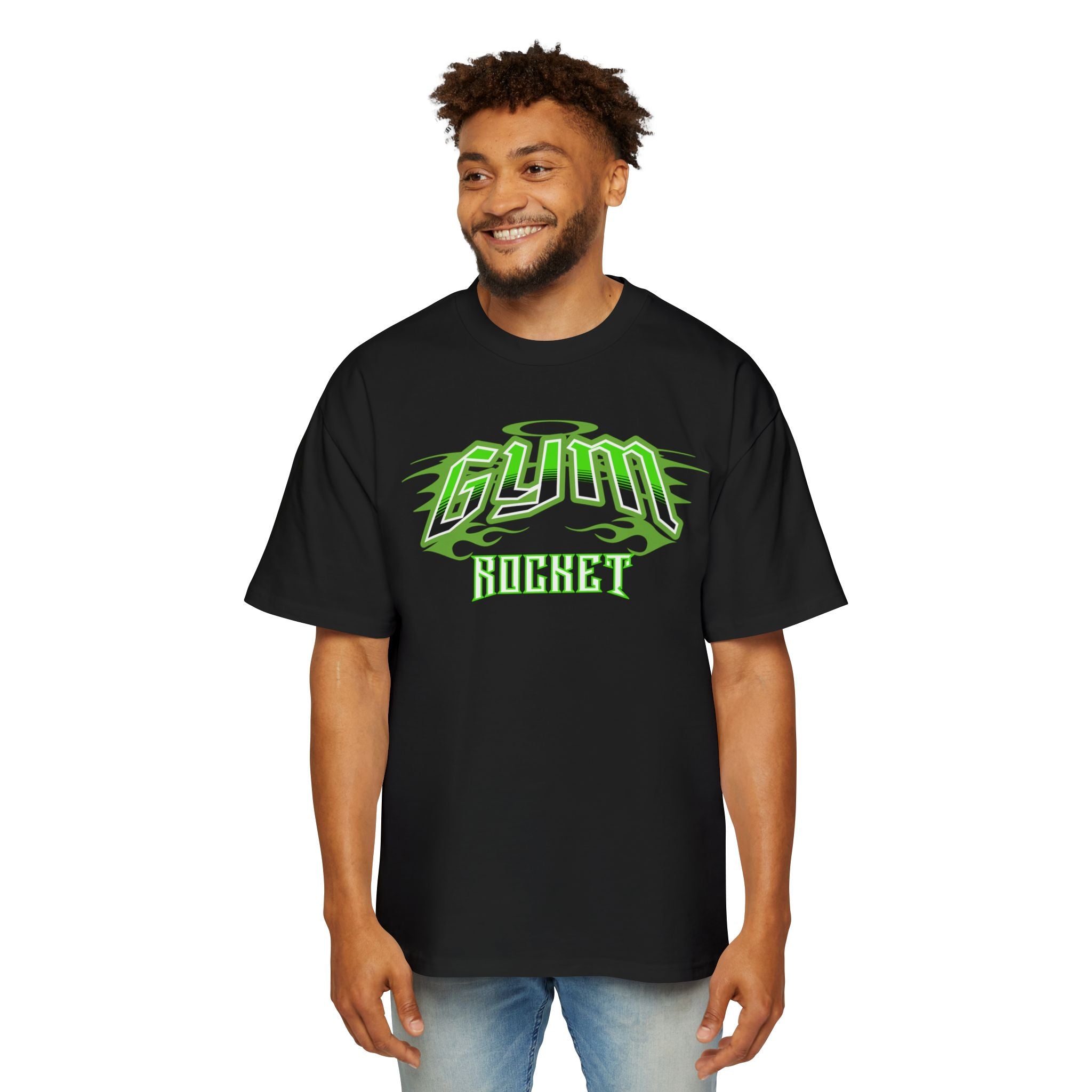 Gym Rocket Neon Green Retro Logo Oversized